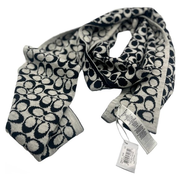 Coach Black and White Reversible Scarf with Tags (Imperfections) - Picture 1 of 9